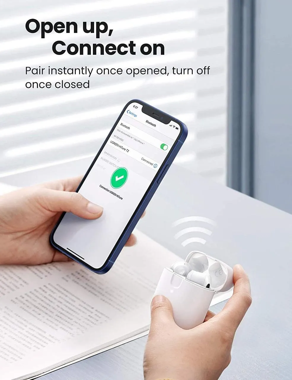 Bluetooth-гарнітура Ugreen WS105 White (80652) - мініатюра 6
