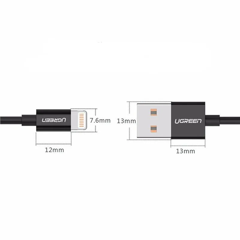 Кабель Ugreen USB - Lightning (M/M), 2 м, Black (80823) - мініатюра 4