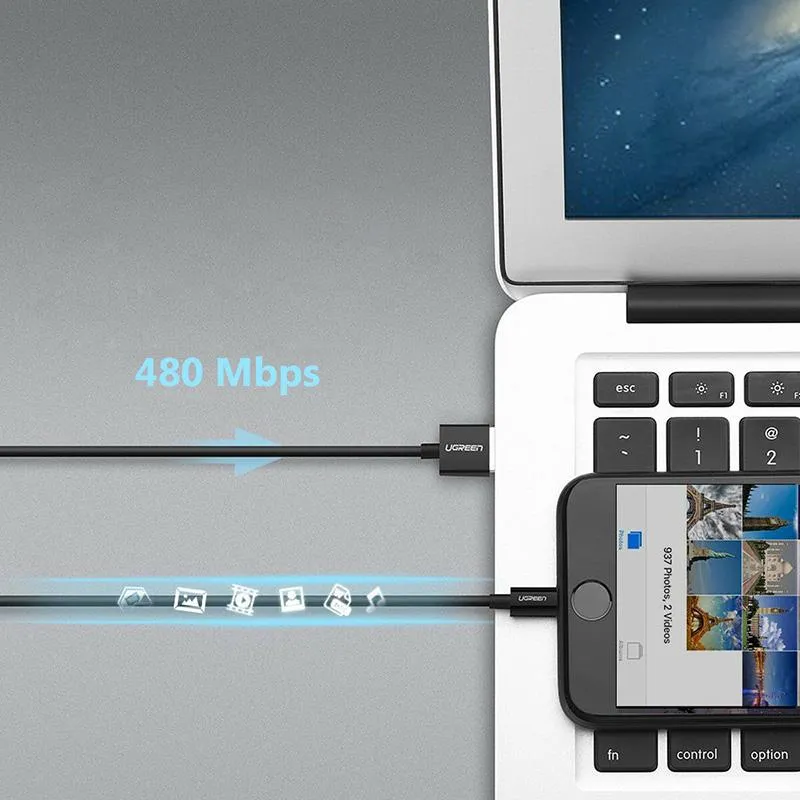 Кабель Ugreen USB - Lightning (M/M), 2 м, Black (80823) - мініатюра 6