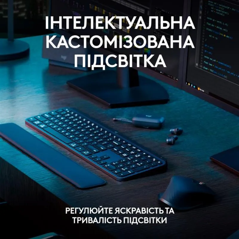 Клавiатура бездротова Logitech MX Keys S Plus Palm Rest Graphite (920-011589) - мініатюра 3