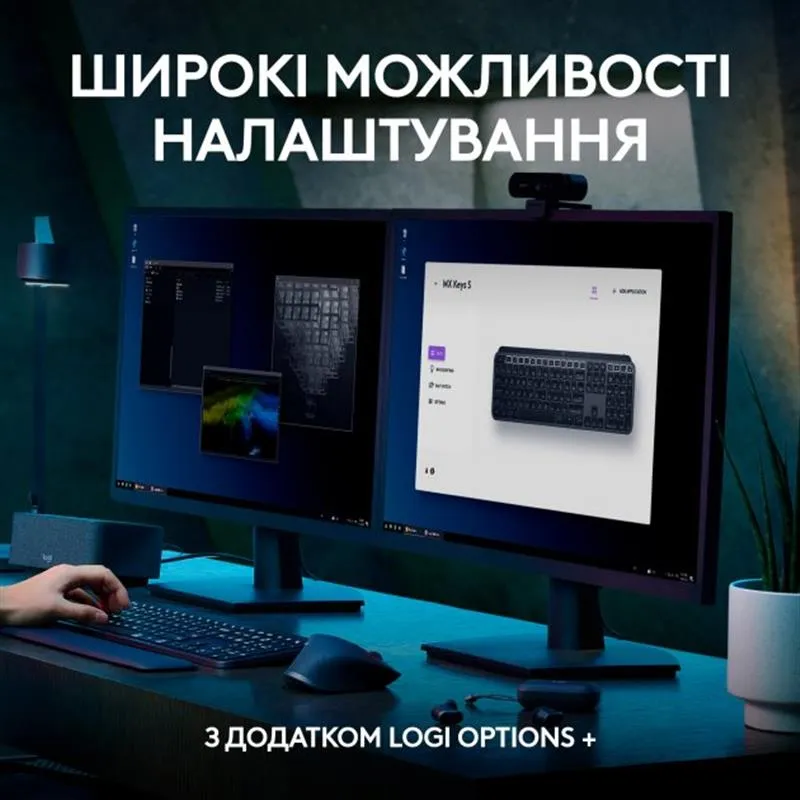 Клавiатура бездротова Logitech MX Keys S Plus Palm Rest Graphite (920-011589) - мініатюра 6