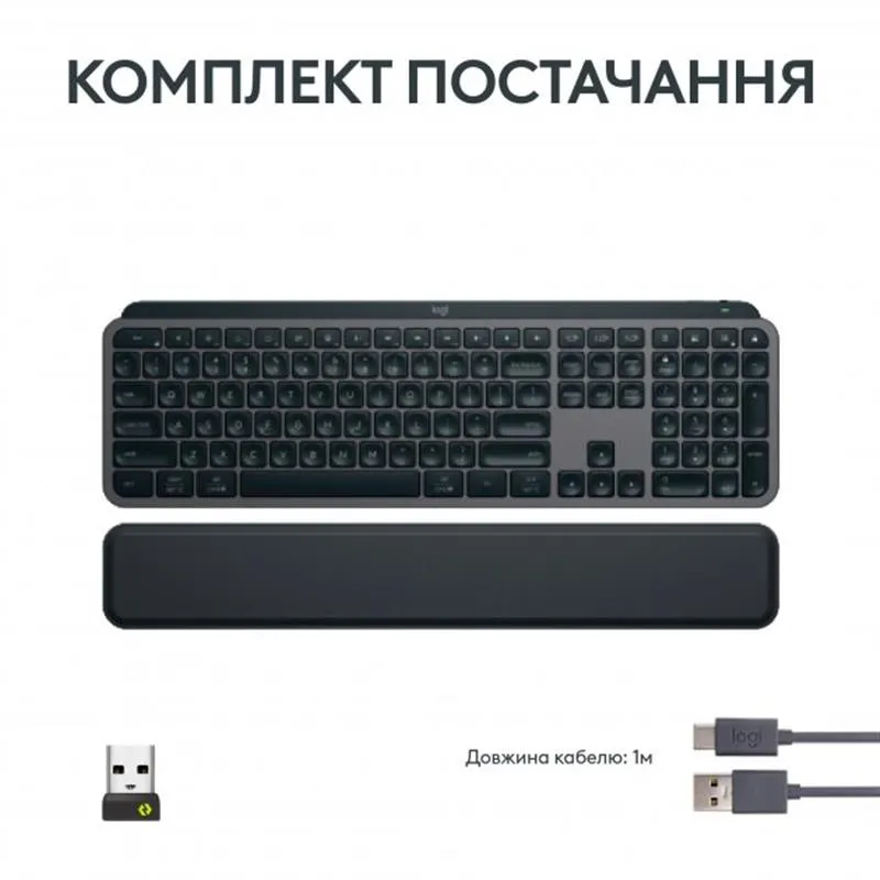 Клавiатура бездротова Logitech MX Keys S Plus Palm Rest Graphite (920-011589) - мініатюра 8