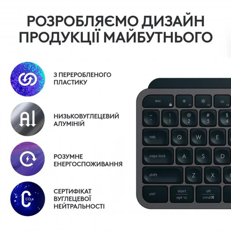 Клавiатура бездротова Logitech MX Keys S Graphite (920-011593) - мініатюра 4