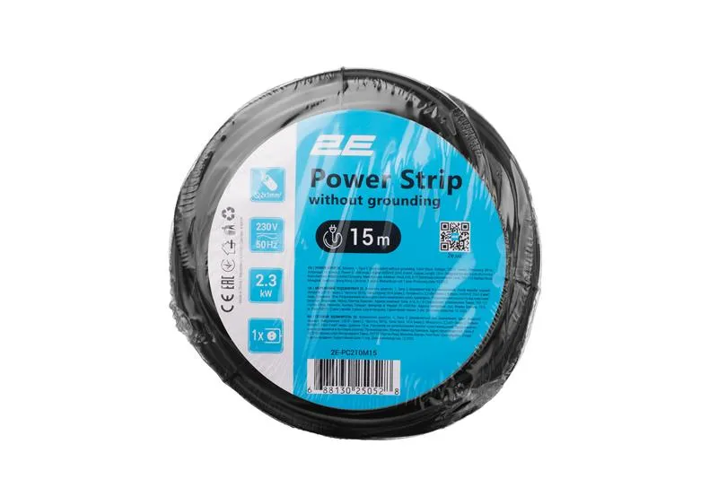 Мережевий подовжувач 2E 1XCEE7/17, 2G*1.0мм, 15м, black (2E-PC210M15) - мініатюра 3