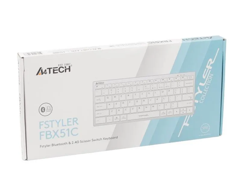 Клавіатура бездротова A4Tech Fstyler FBX51C White - мініатюра 6