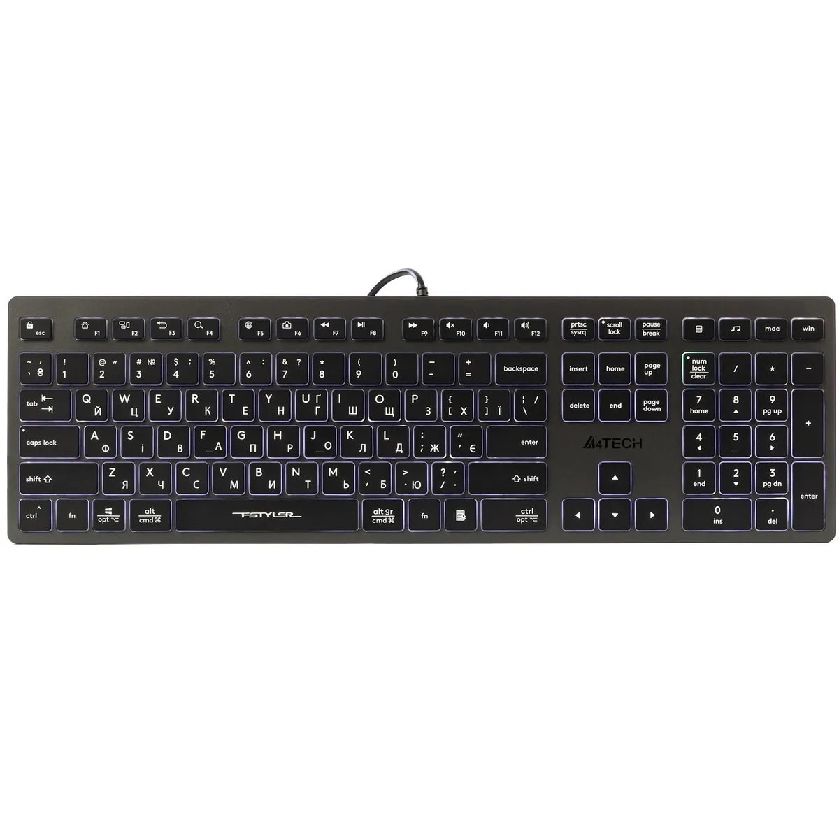 Клавіатура A4Tech Fstyler FX60 White Neon Backlit - мініатюра 12