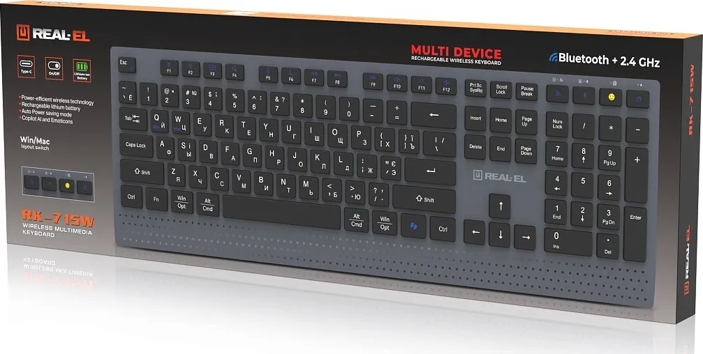 Клавіатура бездротова REAL-EL RK-715W - мініатюра 10