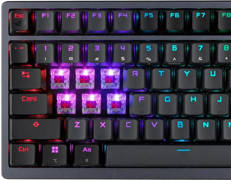 Клавіатура бездротова Asus ROG Azoth RGB WL BT Black (90MP0316-BKUA01) - мініатюра 3
