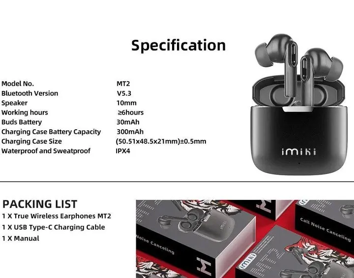 Bluetooth-гарнітура iMiki MT2 Black - мініатюра 5
