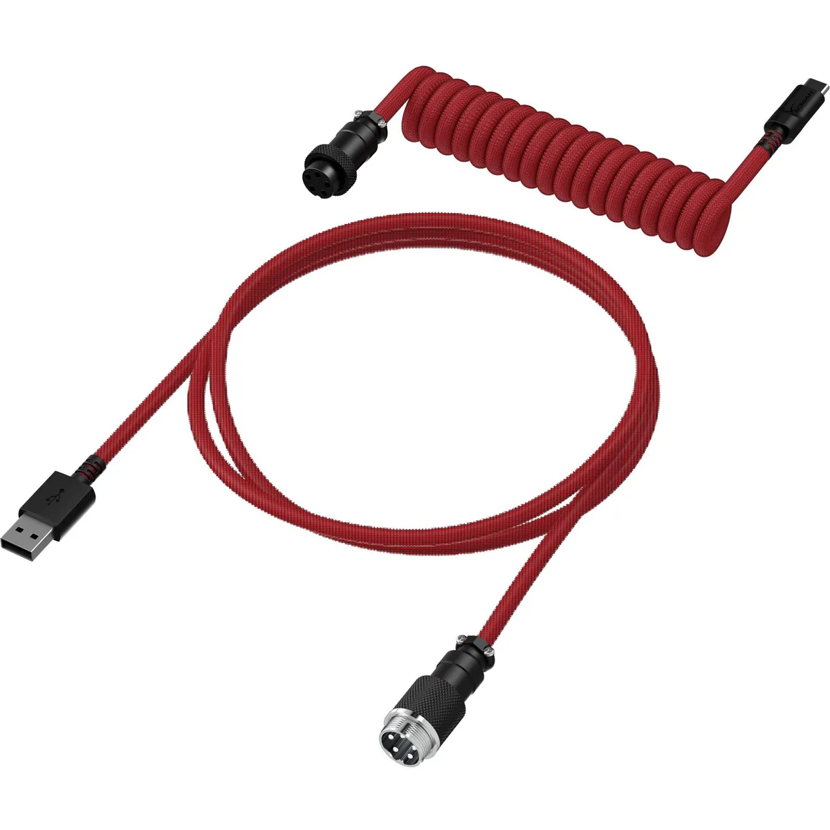 Кабель HyperX USB-A – USB-C, спіральний, 1.37 м Red/Black (6J677AA) - зображення 1