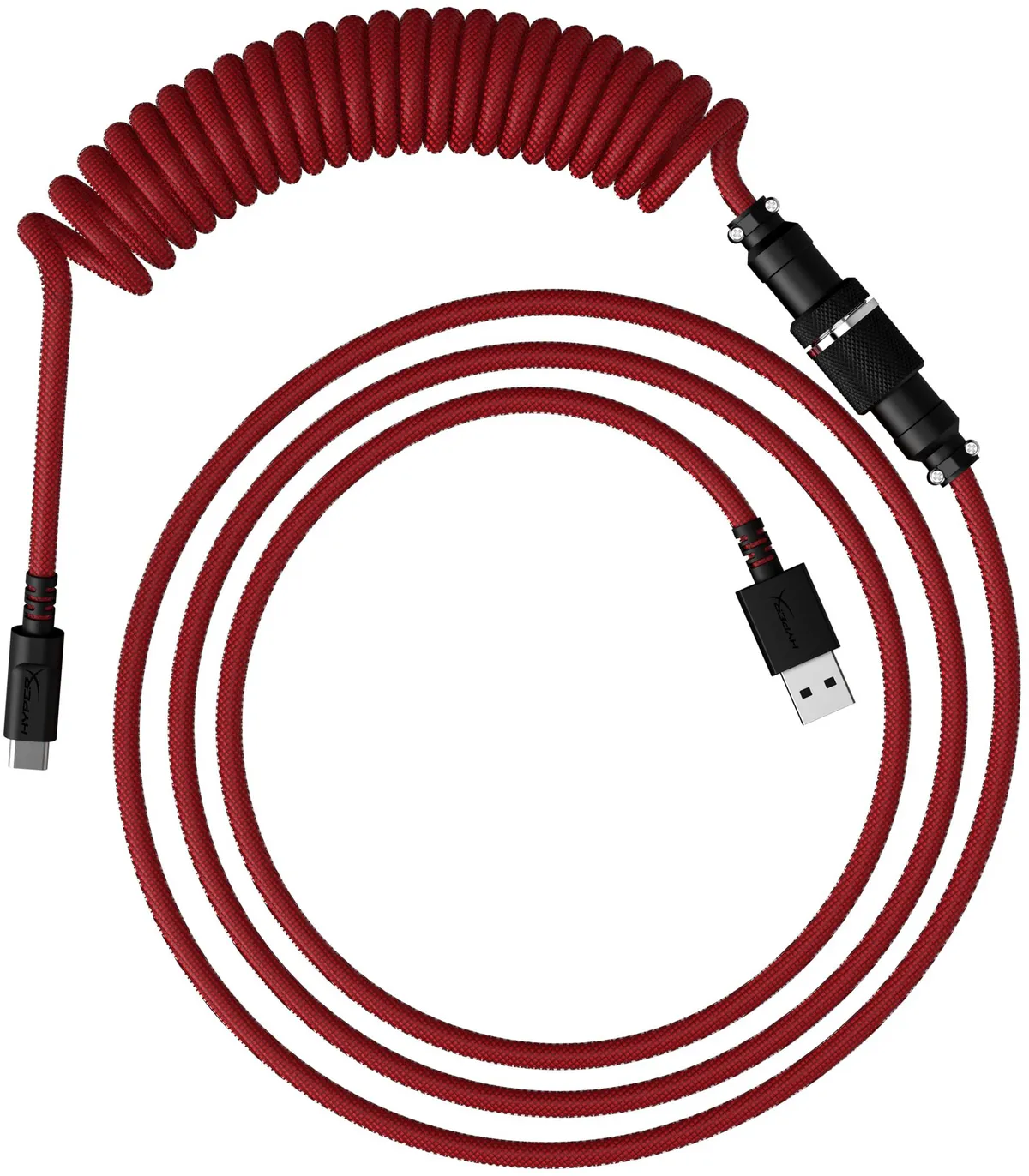 Кабель HyperX USB-A – USB-C, спіральний, 1.37 м Red/Black (6J677AA) - мініатюра 2