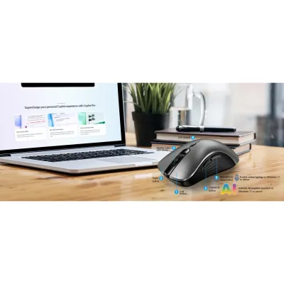 Миша Genius Ergo 8100S, Silent, AI, WL, сірий - мініатюра 7