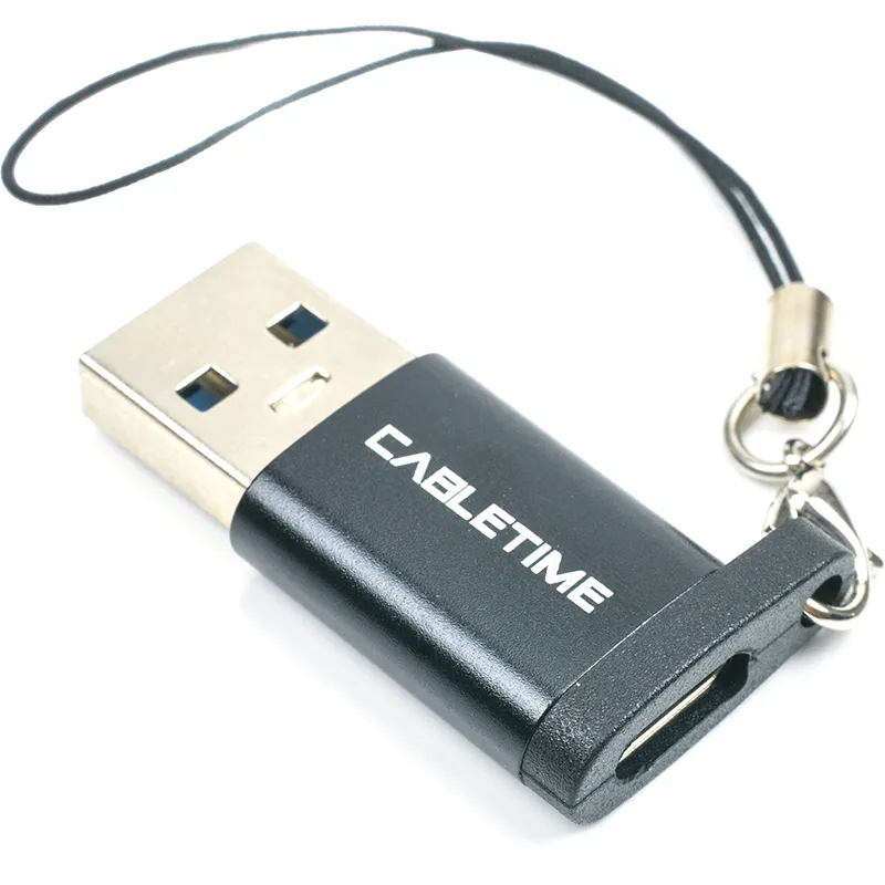 Адаптер Cabletime USB - USB Type-C V 3.0 (M/F) Black (CP73B) - зображення 1