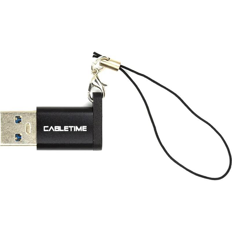 Адаптер Cabletime USB - USB Type-C V 3.0 (M/F) Black (CP73B) - мініатюра 2