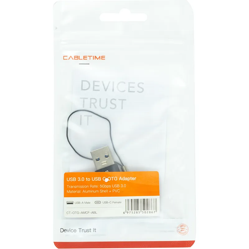 Адаптер Cabletime USB - USB Type-C V 3.0 (M/F) Black (CP73B) - мініатюра 3