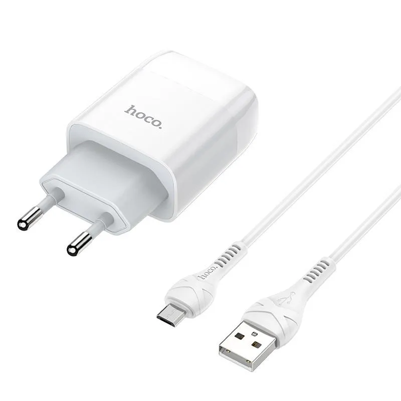 Зарядний пристрій Hoco C72A Glorious (1USB, 2.1А) White (6931474713001) + кабель MicroUSB - мініатюра 4