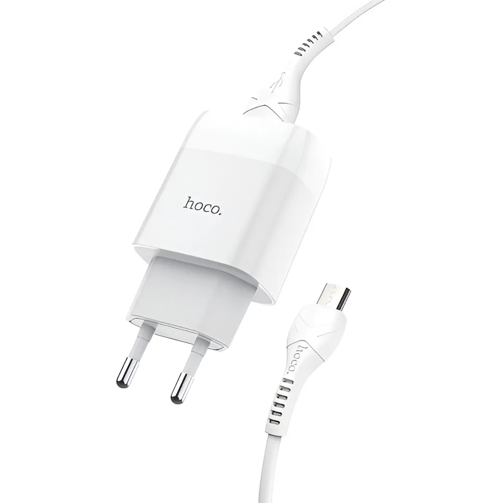 Зарядний пристрій Hoco C72A Glorious (1USB, 2.1А) White (6931474713001) + кабель MicroUSB - мініатюра 9