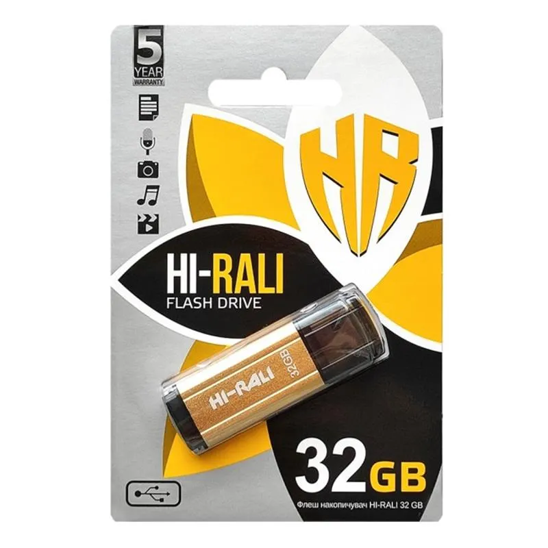 Флеш-накопичувач USB 32GB Hi-Rali Stark Series Gold (HI-32GBSTGD) - мініатюра 2