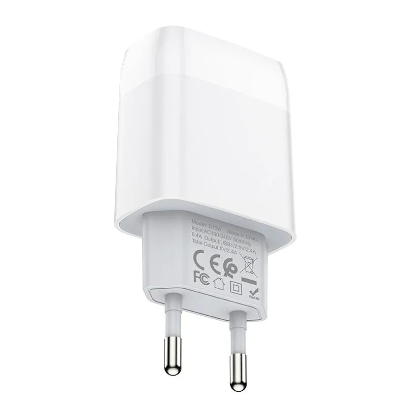 Зарядний пристрій Hoco C73A Glorious (2USB, 2.4А) White (6931474712912) - мініатюра 5