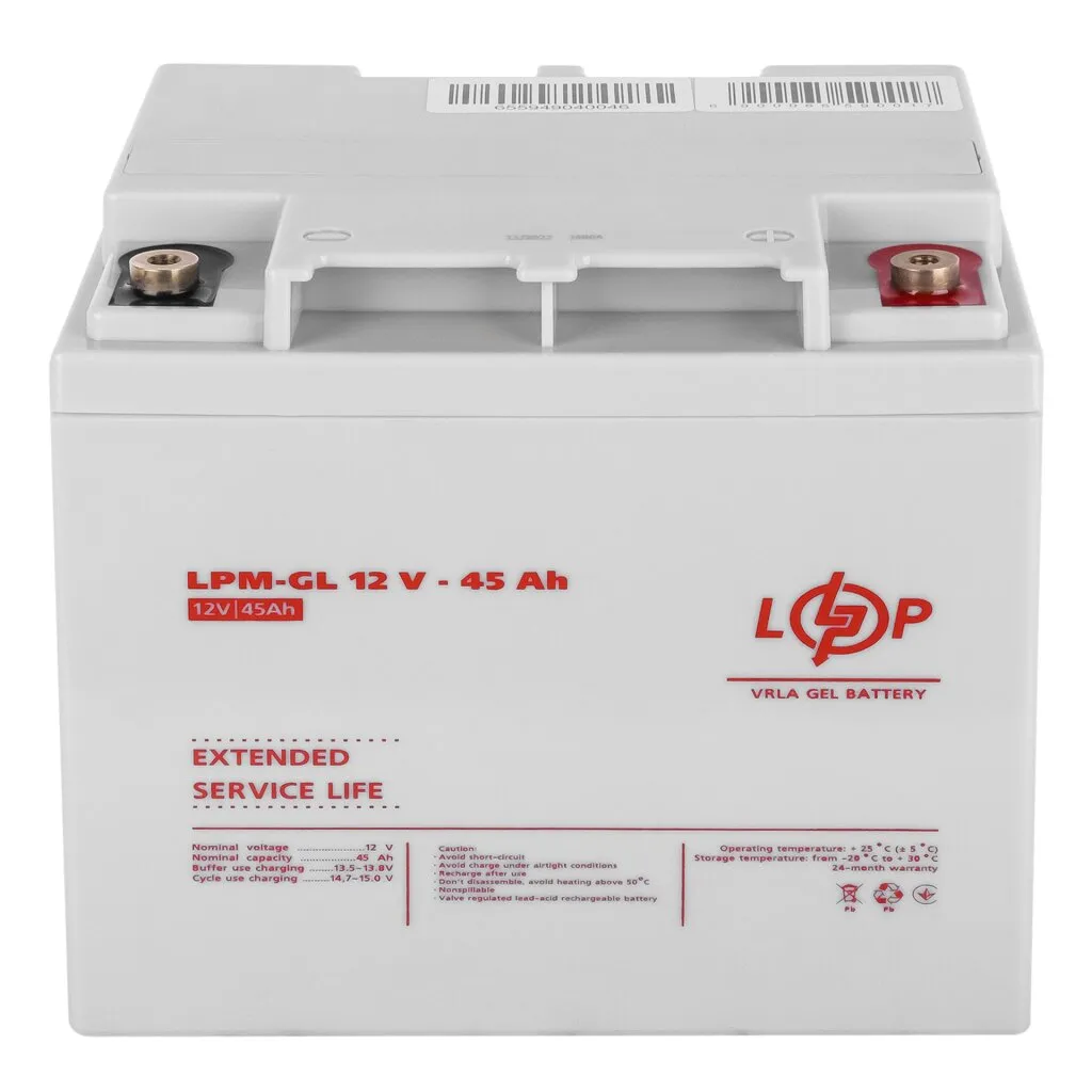 Акумуляторна батарея LogicPower 12V 45AH (LPM-GL 12 - 45 AH) GEL - мініатюра 3