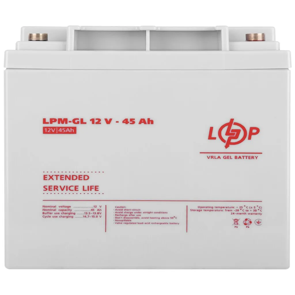 Акумуляторна батарея LogicPower 12V 45AH (LPM-GL 12 - 45 AH) GEL - мініатюра 4