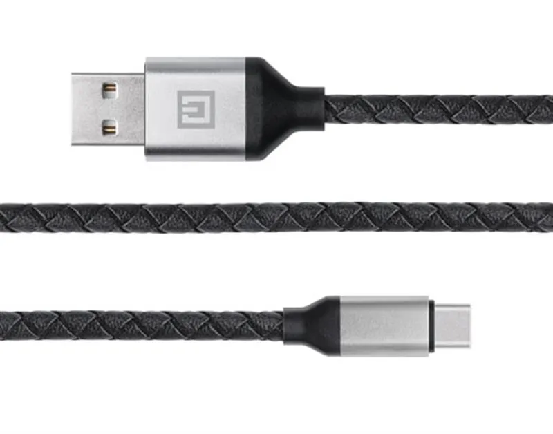 Кабель REAL-EL Premium Leather USB - USB Type-C (M/M), 1 м, Black (EL123500049) - мініатюра 2