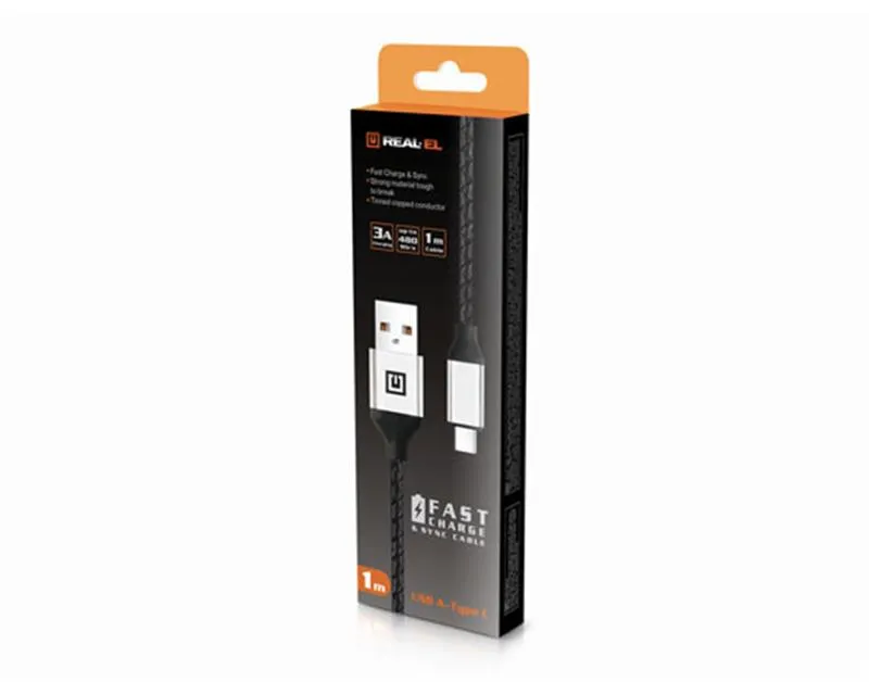 Кабель REAL-EL Premium Leather USB - USB Type-C (M/M), 1 м, Black (EL123500049) - мініатюра 7