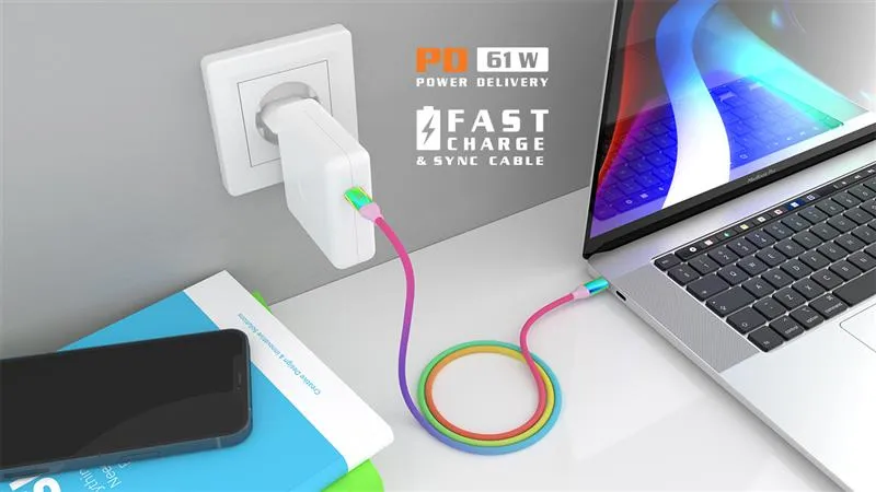 Кабель REAL-EL Premium USB Type-C - USB Type-C (M/M), 1 м, Rainbow (EL123500053) - мініатюра 7