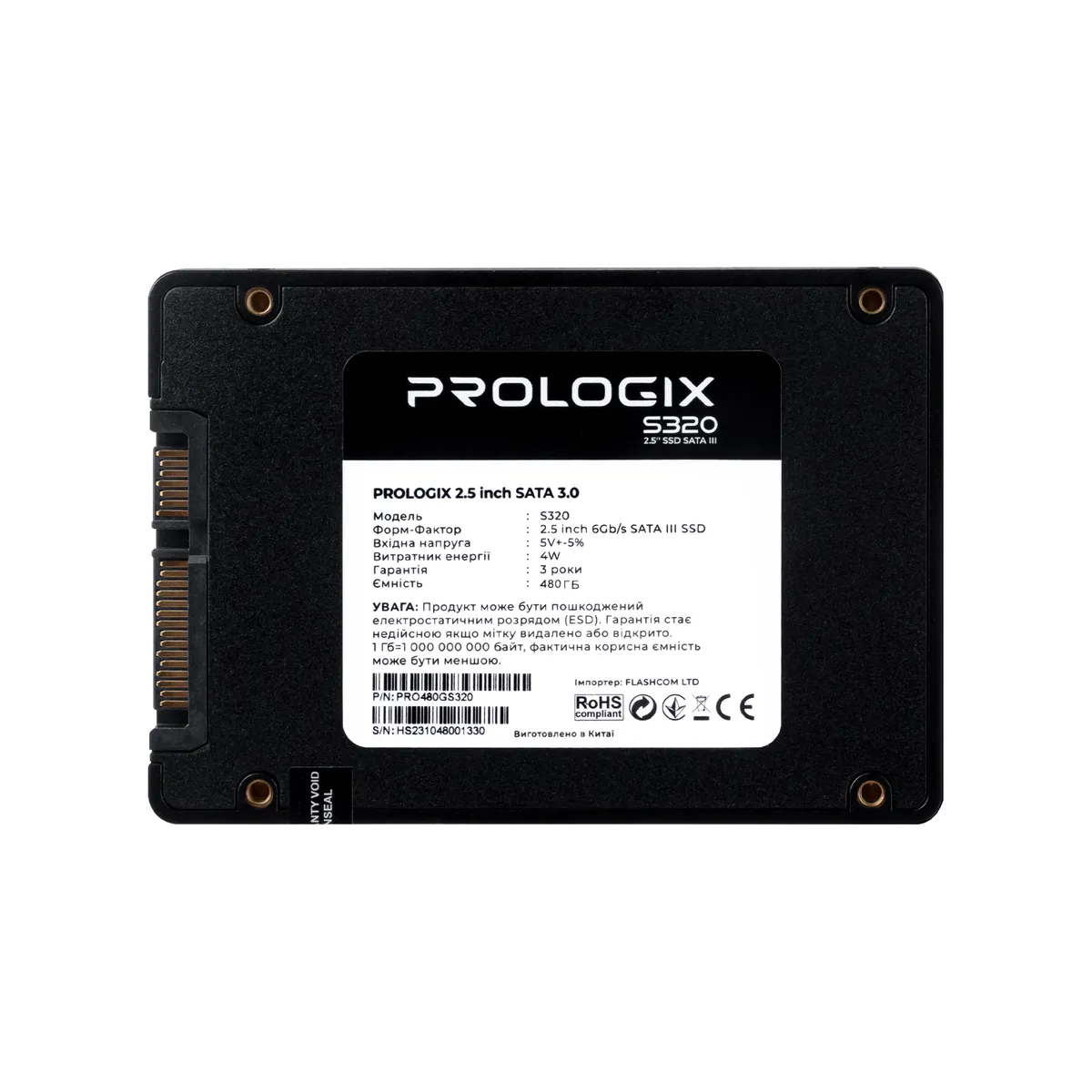 Накопичувач SSD  480GB Prologix S320 2.5" SATAIII 3D TLC (PRO480GS320) - зображення 1
