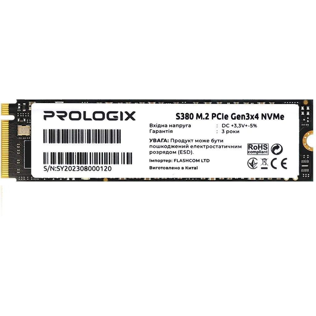 Накопичувач SSD  256GB Prologix S380 M.2 2280 PCIe 3.0 x4 NVMe 3D TLC (PRO256GS380) - зображення 1