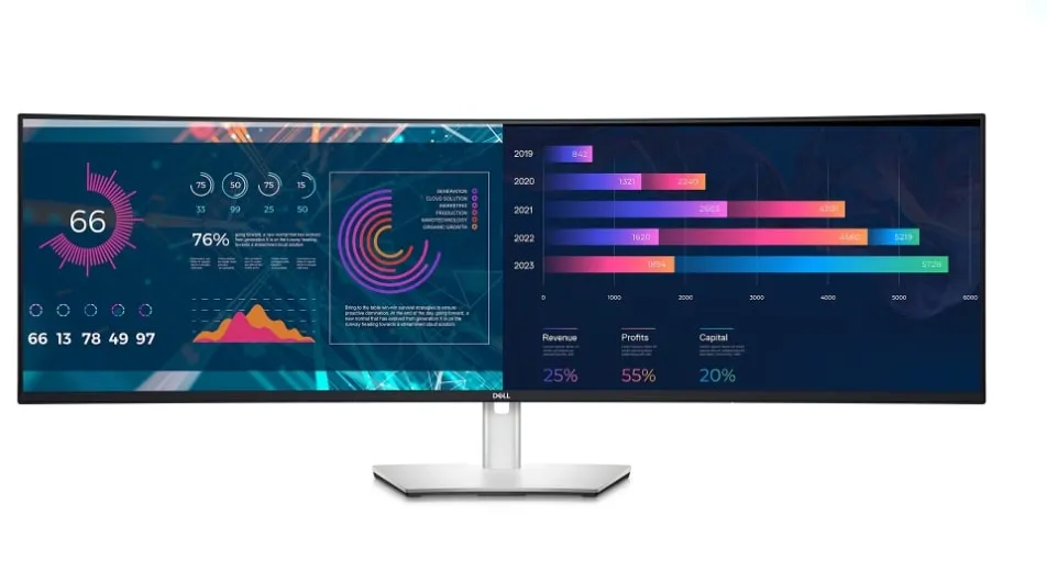 Монітор Dell 49" U4924DW IPS Black Curved (210-BGTX) - мініатюра 6