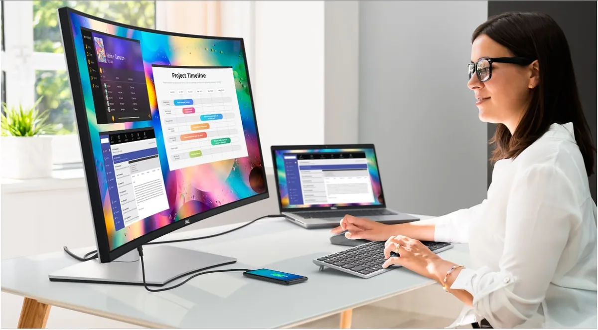Монітор Dell 38" UltraSharp U3824DW (210-BHXB) IPS Black/Silver Curved - мініатюра 7