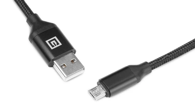 Кабель REAL-EL Premium Fabric USB - micro USB (M/M), 2 м, Black (EL123500048) - зображення 1