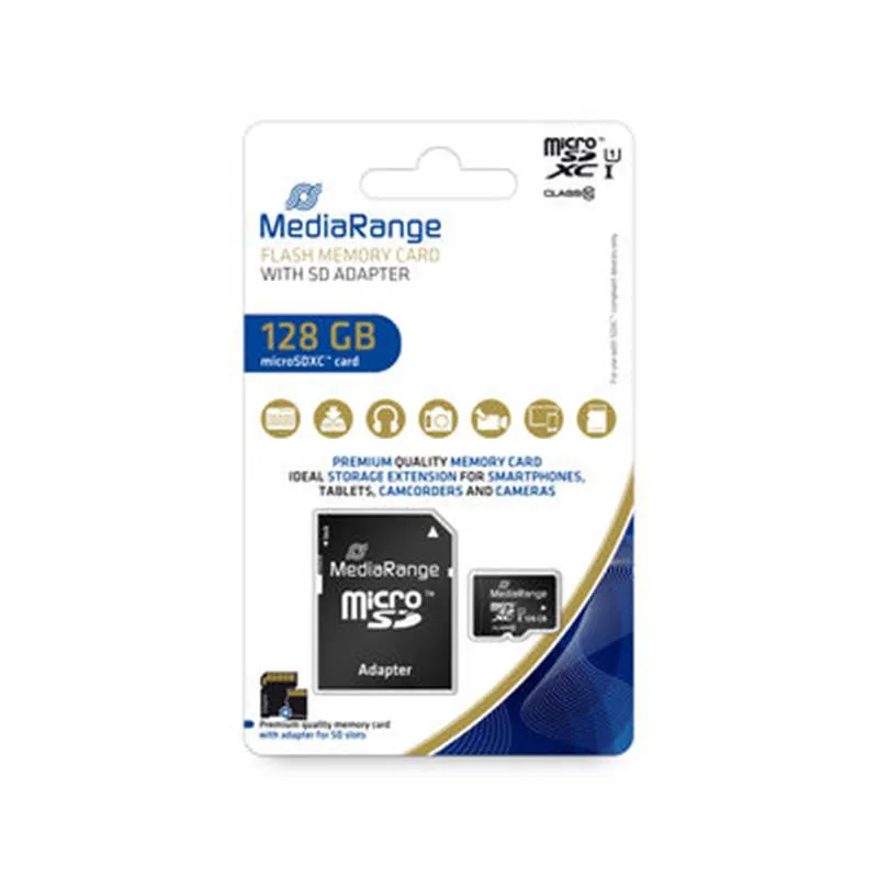 Карта пам`ятi MicroSDHC 128GB UHS-I Class 10 MediaRange R80/W10MB/s + SD-adapter (MR945) - мініатюра 3