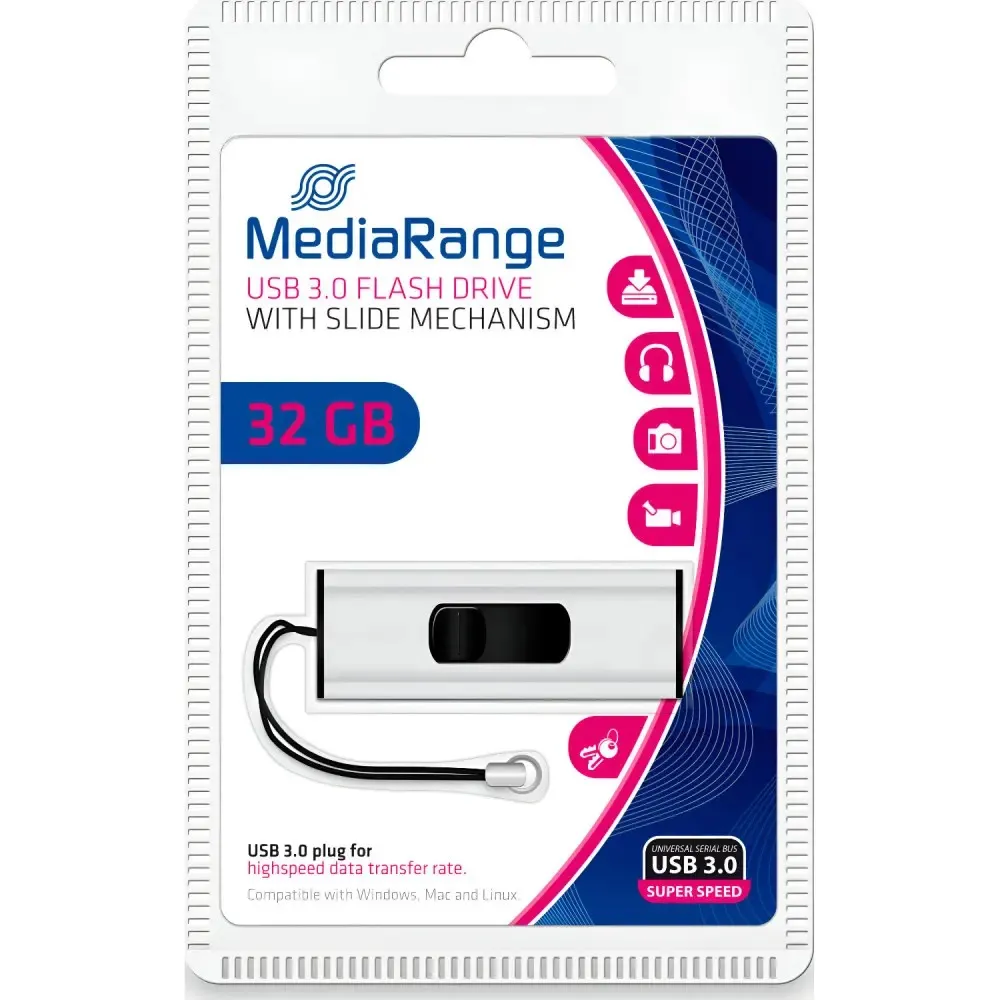 Флеш-накопичувач USB3.0 32GB MediaRange Black/Silver (MR916) - мініатюра 6