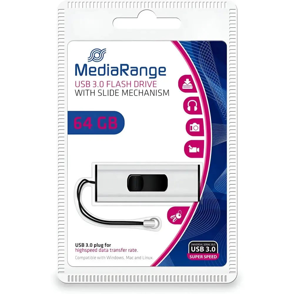 Флеш-накопичувач USB3.0 64GB MediaRange Black/Silver (MR917) - мініатюра 6