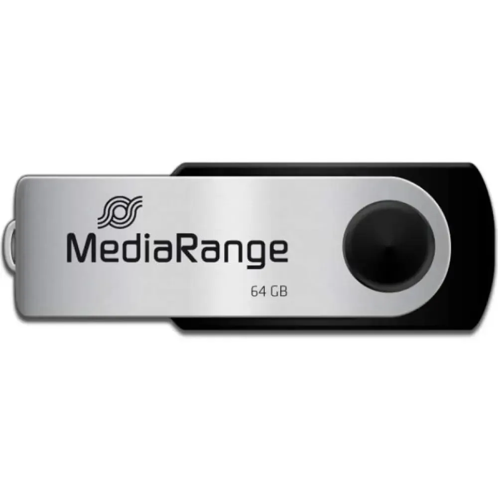 Флеш-накопичувач USB2.0 64GB MediaRange Black/Silver (MR912) - мініатюра 2