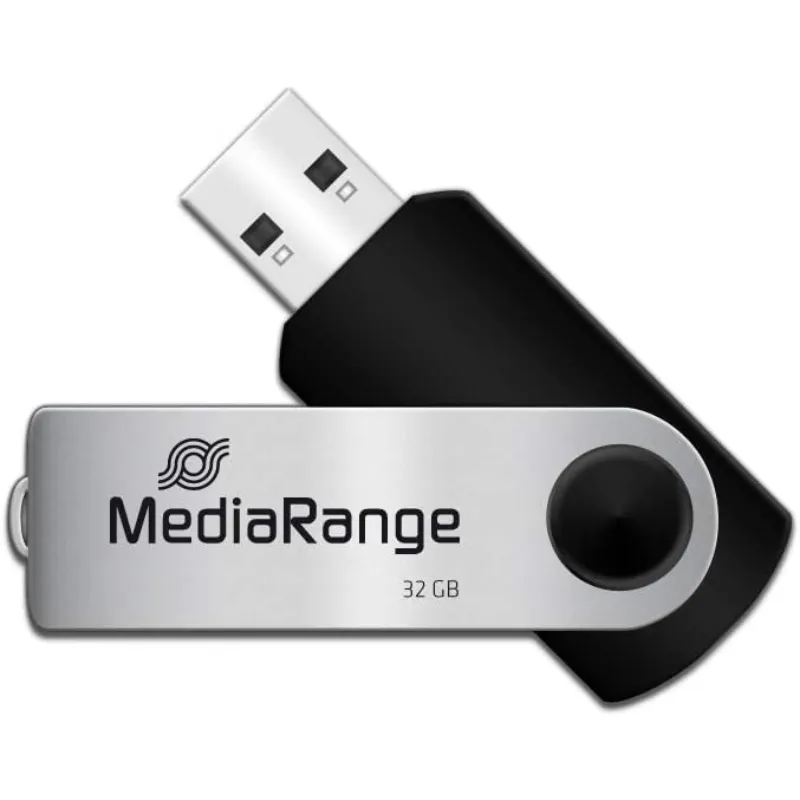 Флеш-накопичувач USB2.0 32GB MediaRange Black/Silver (MR911) - зображення 1