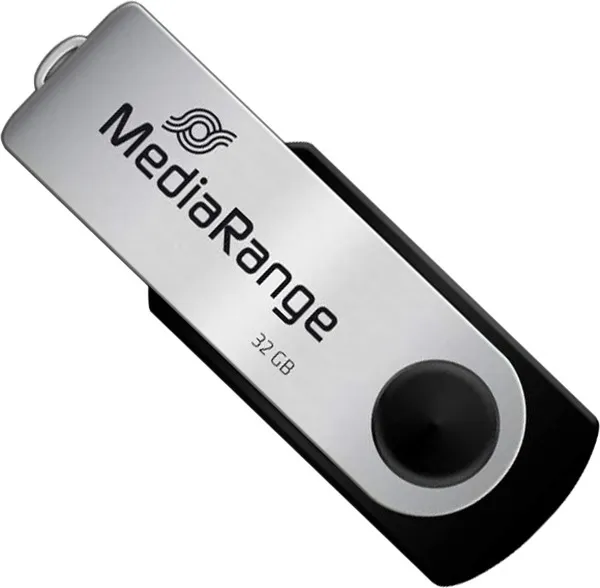 Флеш-накопичувач USB2.0 32GB MediaRange Black/Silver (MR911) - мініатюра 2