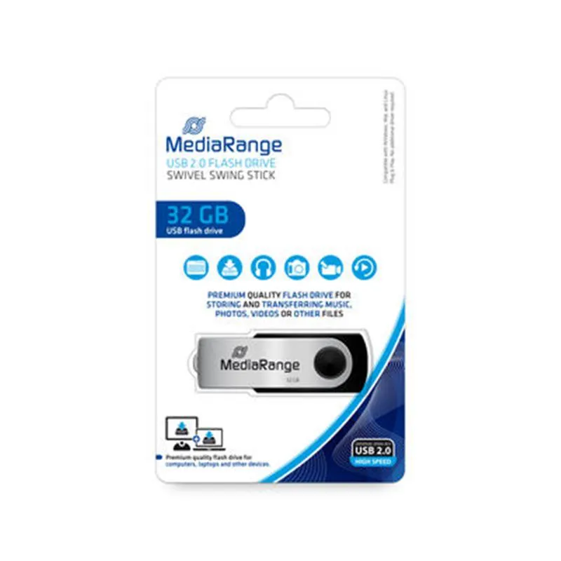 Флеш-накопичувач USB2.0 32GB MediaRange Black/Silver (MR911) - мініатюра 4