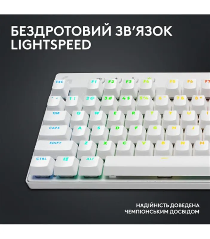 Клавiатура бездротова Logitech G PRO X TKL Lightspeed White Tactile (920-012148) - мініатюра 2