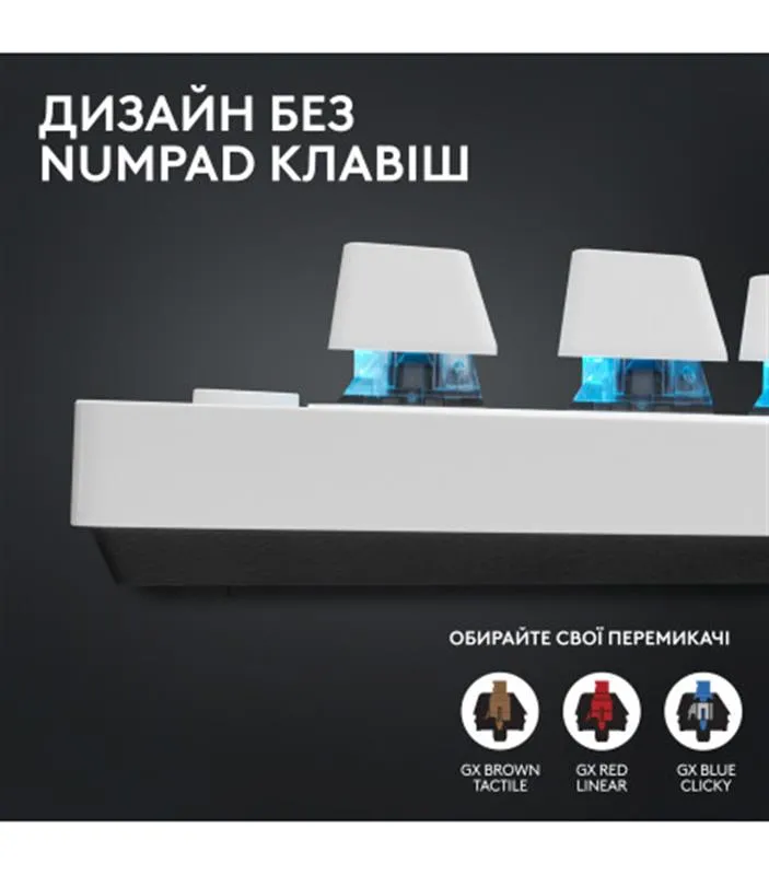 Клавiатура бездротова Logitech G PRO X TKL Lightspeed White Tactile (920-012148) - мініатюра 4
