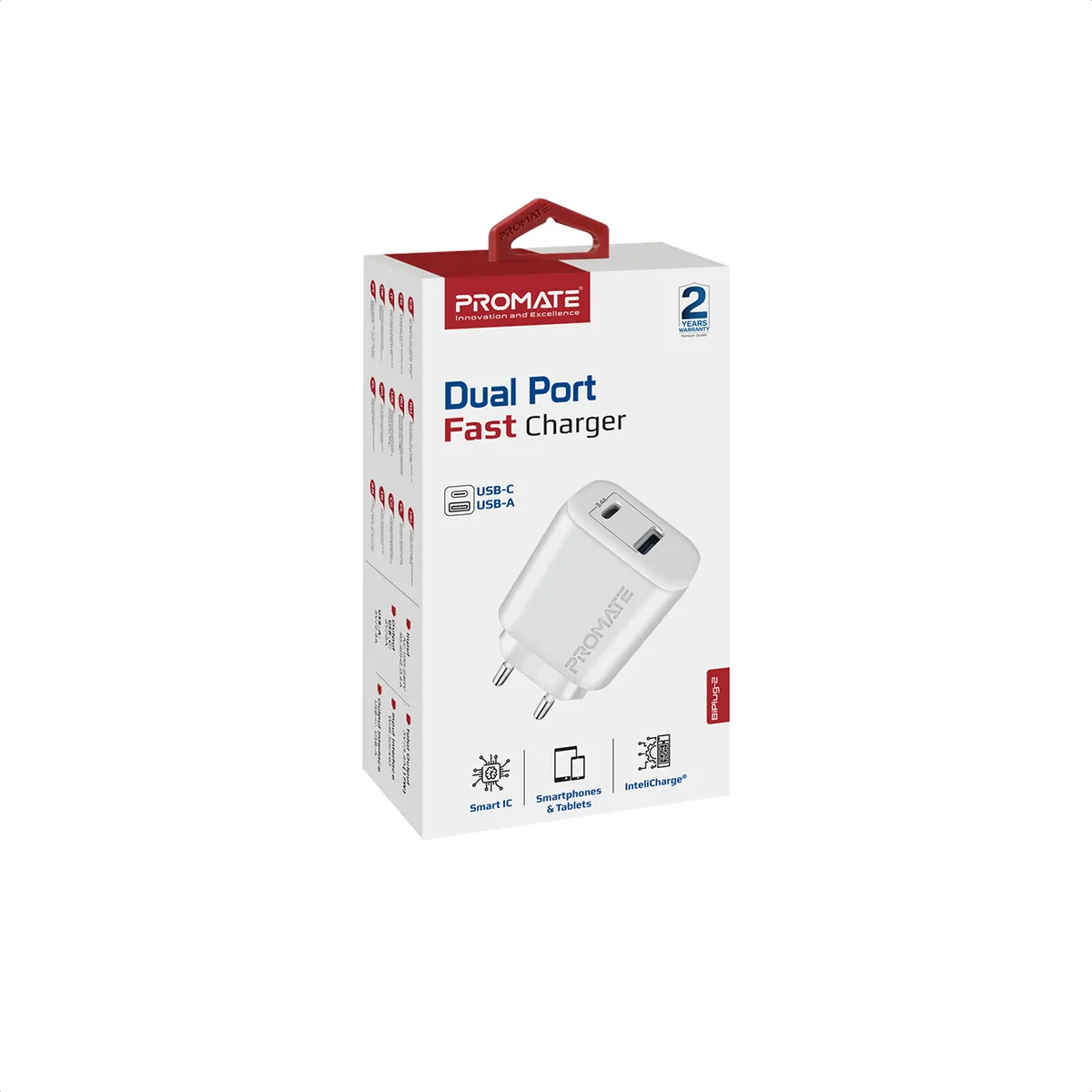Зарядний пристрій Promate BiPlug-2 White - мініатюра 7