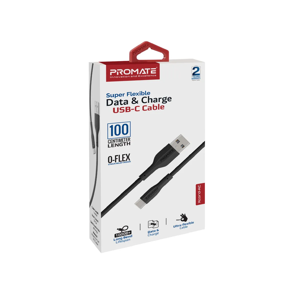 Кабель Promate xCord-AC USB - USB Type-C (M/M), 1 м, Black (xcord-ac.black) - мініатюра 6