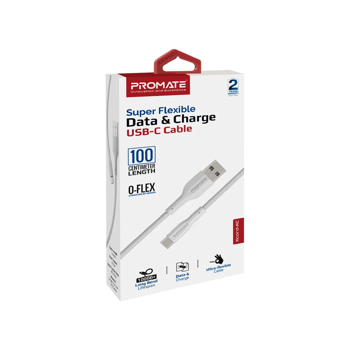 Кабель Promate xCord-AC USB - USB Type-C (M/M), 1 м, White (xcord-ac.white) - мініатюра 6
