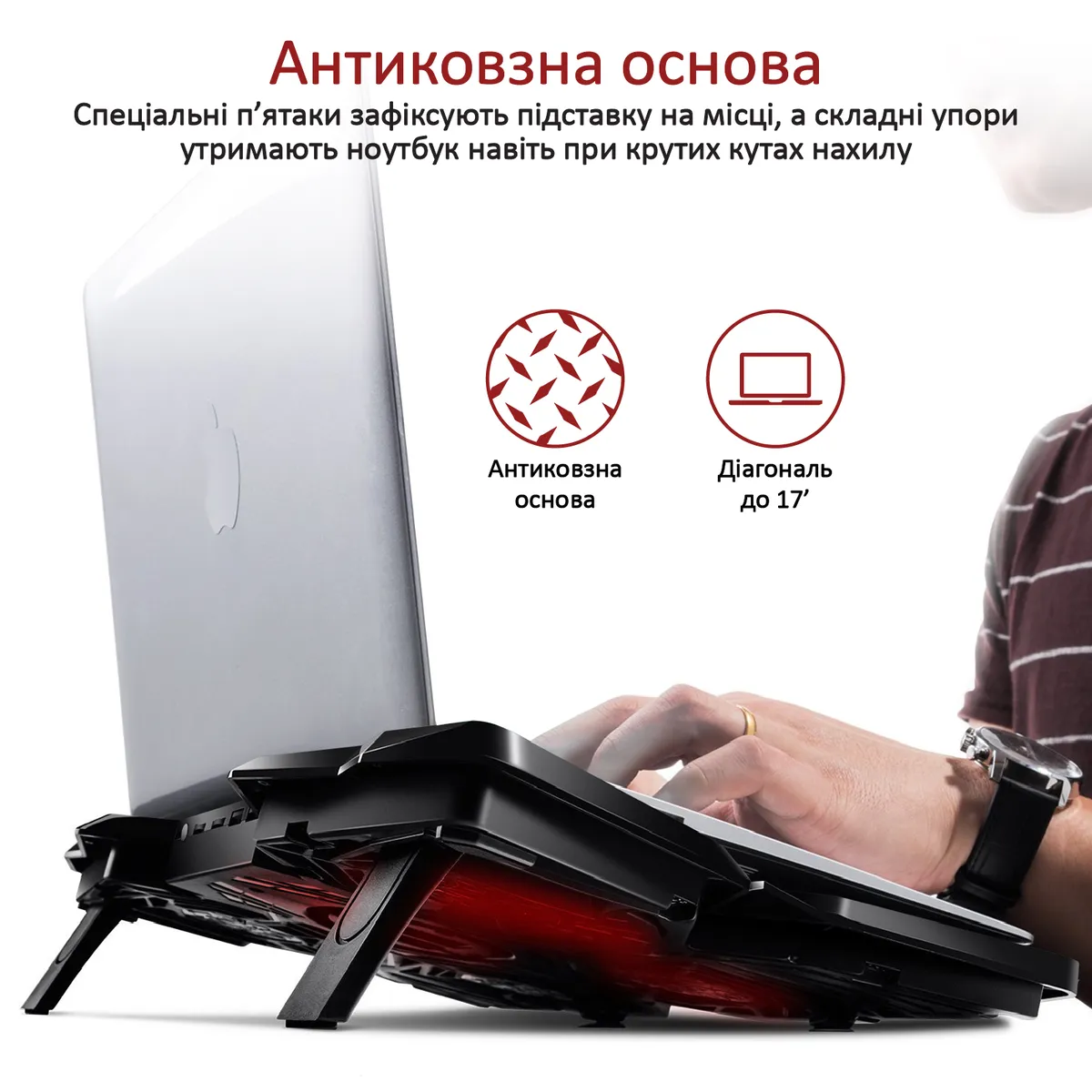 Охолоджуюча пiдставка для ноутбука Promate AirBase-3 Black - мініатюра 5
