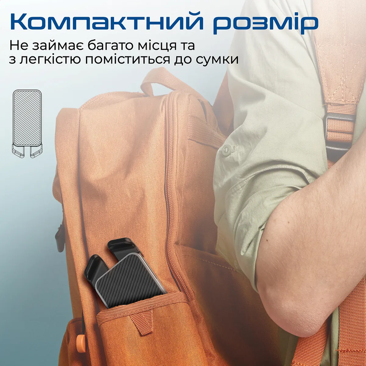 Охолоджуюча пiдставка для ноутбука Promate PocketMount Grey - мініатюра 4
