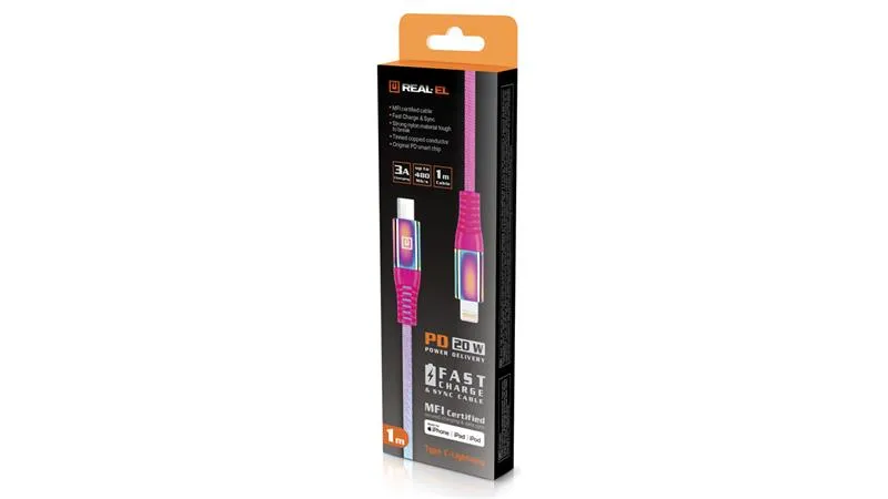 Кабель REAL-EL USB Type-C - Lightning (M/M), 1 м, Rainbow (EL123500054) - мініатюра 7
