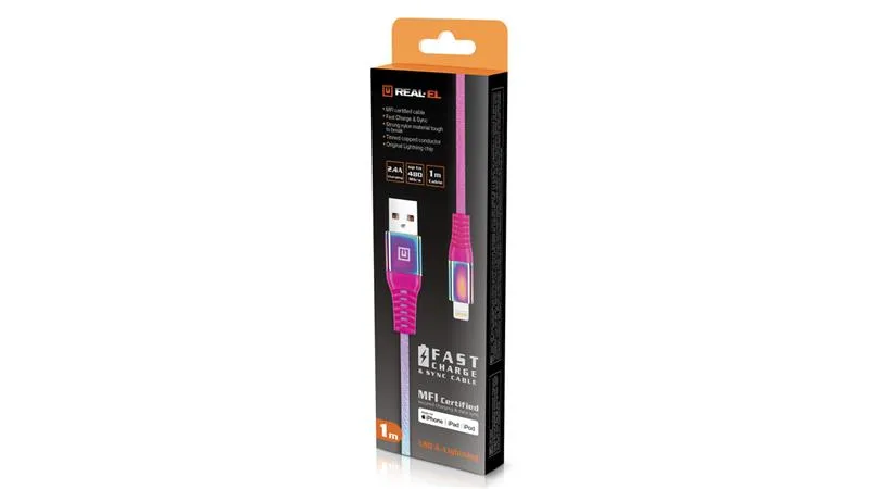 Кабель REAL-EL USB - Lightning (M/M), 1 м, Rainbow (EL123500051) - мініатюра 10