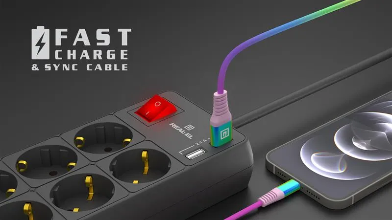 Кабель REAL-EL USB - Lightning (M/M), 1 м, Rainbow (EL123500051) - мініатюра 9